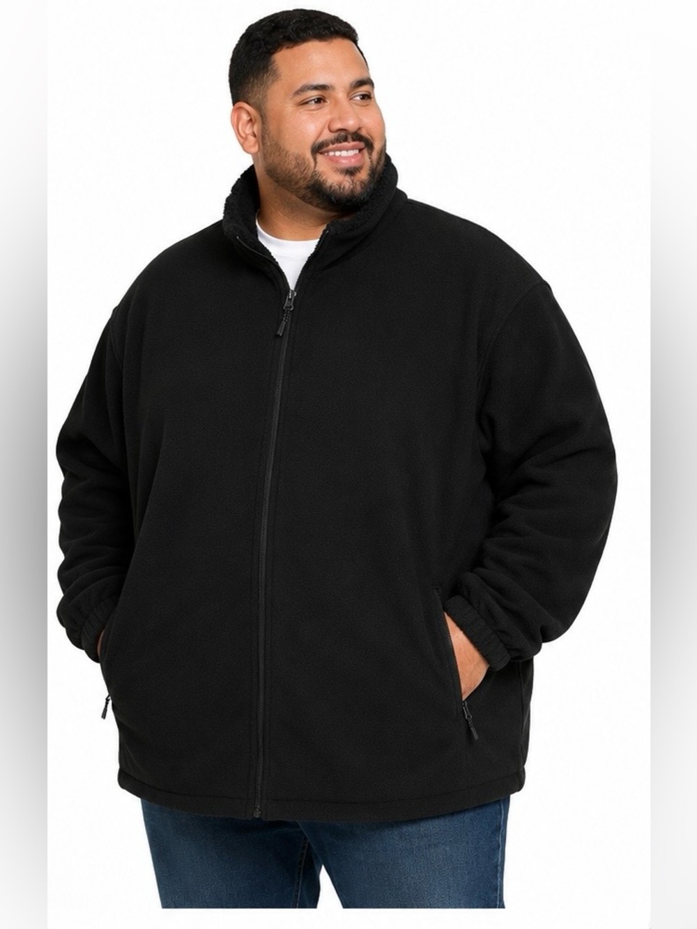 Black Fleece Full Zip Plush Lined Jacket 6XL